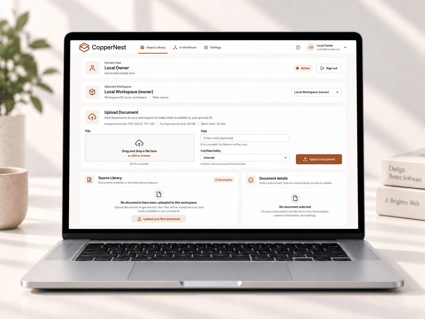 CopperNest — secure private knowledge and AI workspace platform